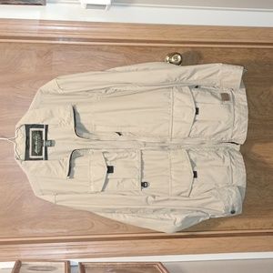Eddie Bauer Khaki Tan Ripstop Outdoor Sport Fishing Field Jacket Mens La…